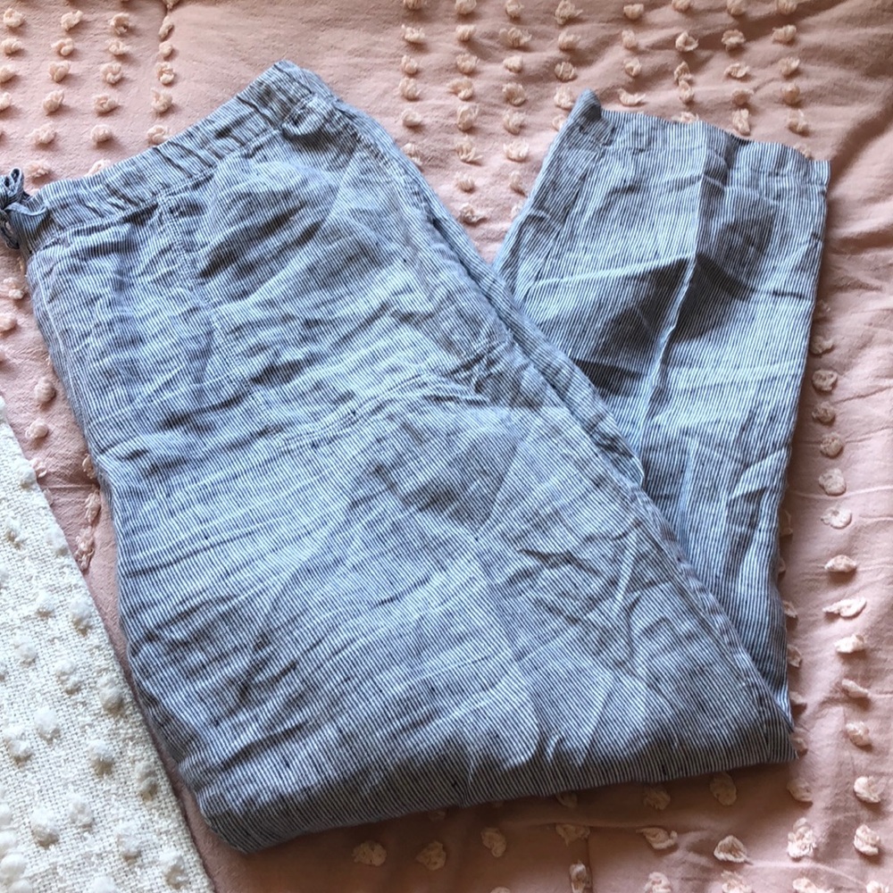 women’s striped linen pants